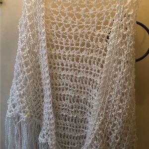 Plus Size Beautiful White Shawl Wrap Size XL-XXXL Triangle Handmade Crochet